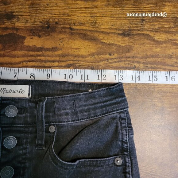Madewell Jeans 26 Skinny 10" High Rise Button Fly Berkeley Black Wash AA590 - Picture 8 of 13